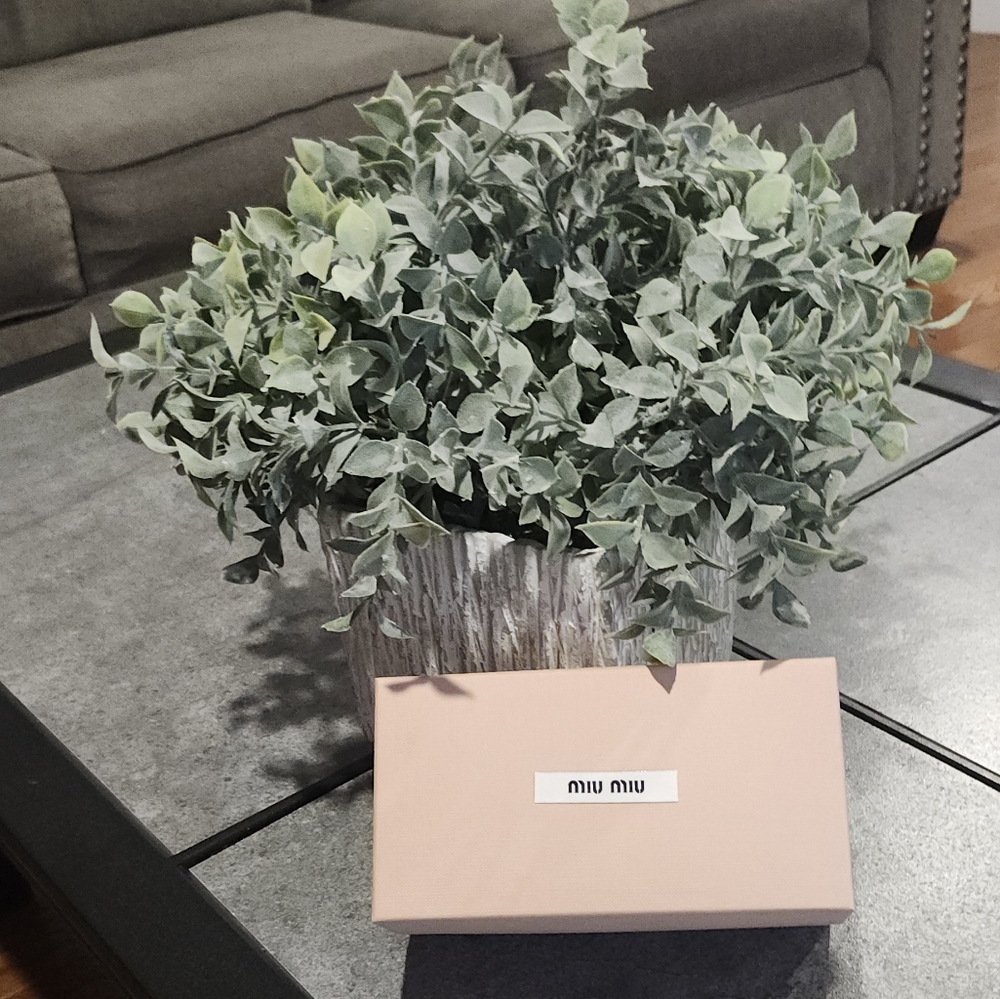 Miu Miu Green and Silver Faux Floral Accent